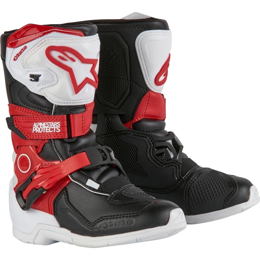 Alpinestars 2024 Tech 3S Kids Motocross Boots White Black Bright Red
